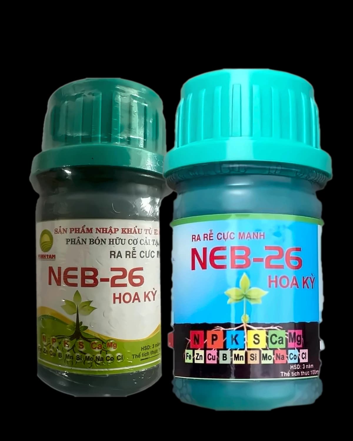 NEB-26 Hoa Kỳ: hai mẫu nhãn đang bán, nhãn trắng và nhãn xanh dương