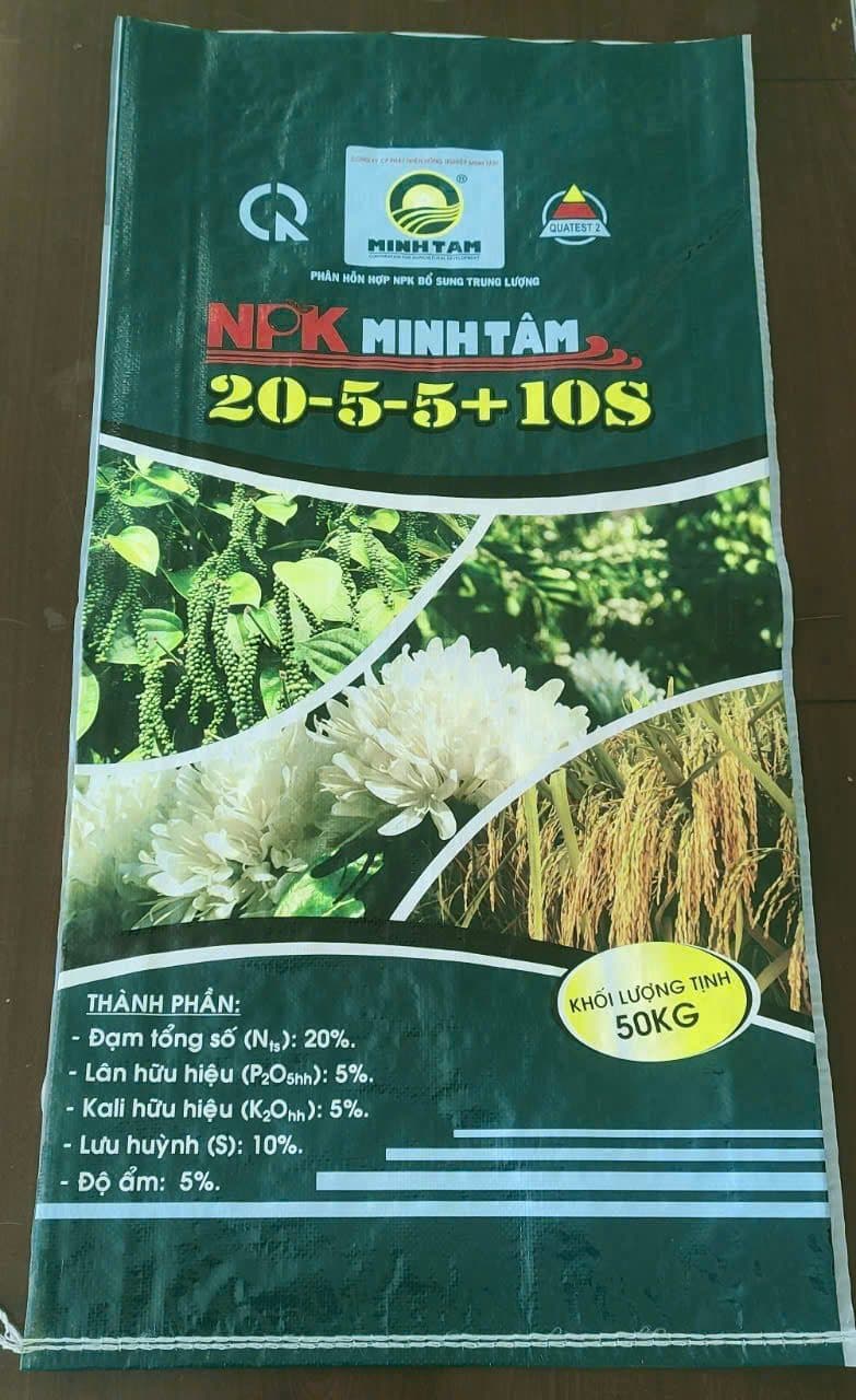 Bao NPK Minh Tâm 20-5-5+10S – mặt trước